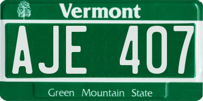VT license plate AJE407