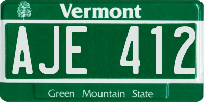 VT license plate AJE412