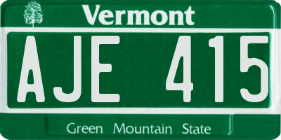 VT license plate AJE415