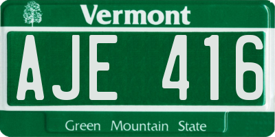 VT license plate AJE416