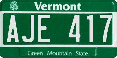 VT license plate AJE417