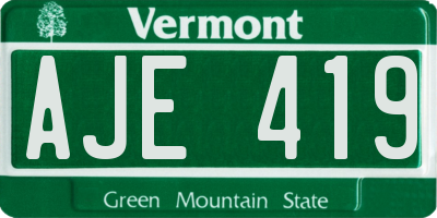 VT license plate AJE419