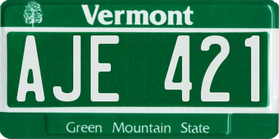 VT license plate AJE421
