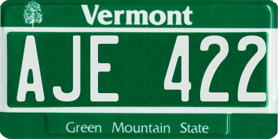 VT license plate AJE422