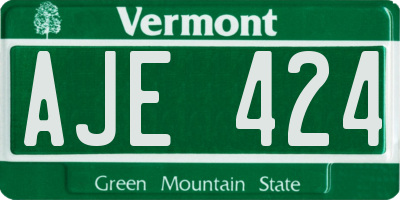 VT license plate AJE424