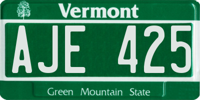 VT license plate AJE425