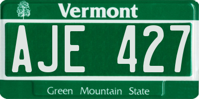 VT license plate AJE427