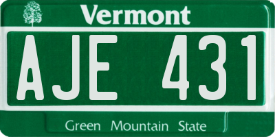 VT license plate AJE431