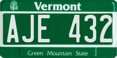 VT license plate AJE432