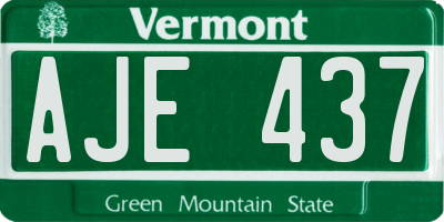 VT license plate AJE437