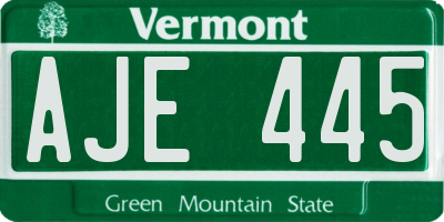 VT license plate AJE445