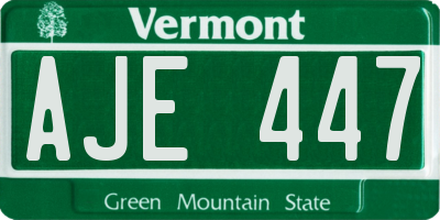 VT license plate AJE447
