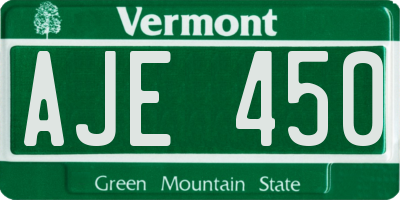 VT license plate AJE450