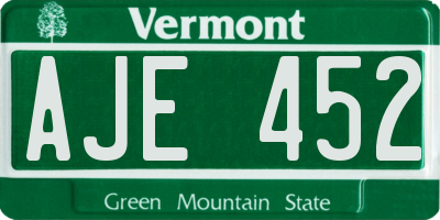 VT license plate AJE452