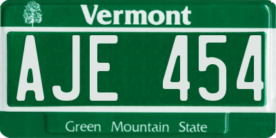 VT license plate AJE454