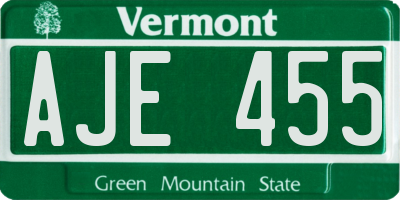 VT license plate AJE455