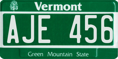 VT license plate AJE456