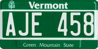 VT license plate AJE458