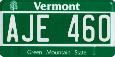 VT license plate AJE460
