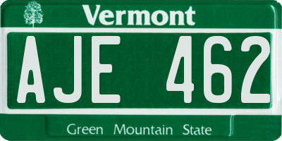 VT license plate AJE462