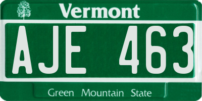 VT license plate AJE463