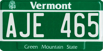 VT license plate AJE465