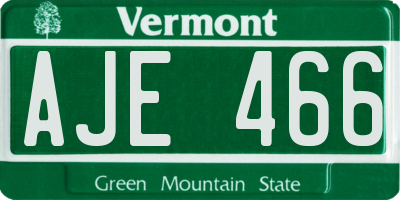 VT license plate AJE466