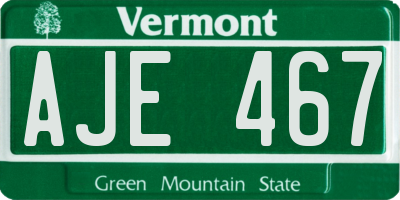 VT license plate AJE467