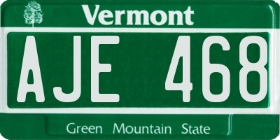 VT license plate AJE468