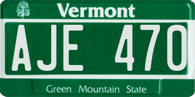 VT license plate AJE470