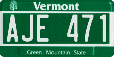 VT license plate AJE471