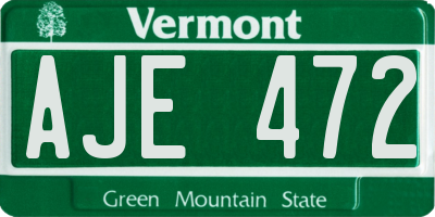 VT license plate AJE472