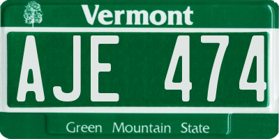 VT license plate AJE474