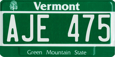 VT license plate AJE475