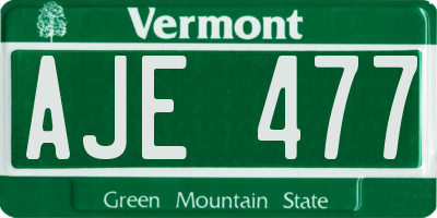 VT license plate AJE477