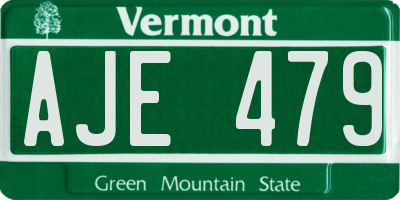 VT license plate AJE479