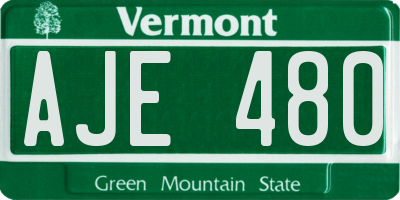 VT license plate AJE480