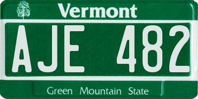 VT license plate AJE482