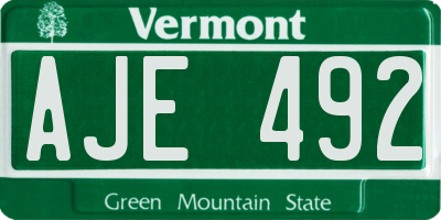 VT license plate AJE492