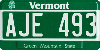 VT license plate AJE493