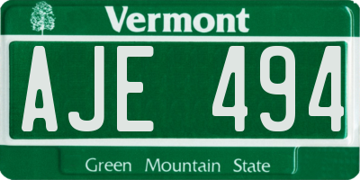 VT license plate AJE494