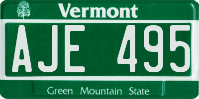 VT license plate AJE495