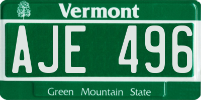 VT license plate AJE496
