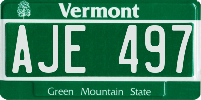 VT license plate AJE497