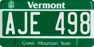 VT license plate AJE498