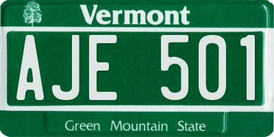 VT license plate AJE501