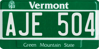 VT license plate AJE504