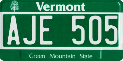 VT license plate AJE505