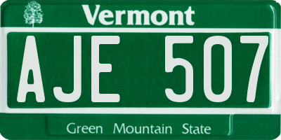 VT license plate AJE507