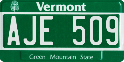 VT license plate AJE509